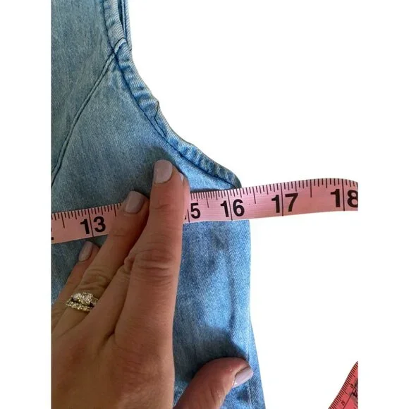 Vintage Vest Dress Denim Jean Button Down Slim-Fit Size - Picture 6 of 7
